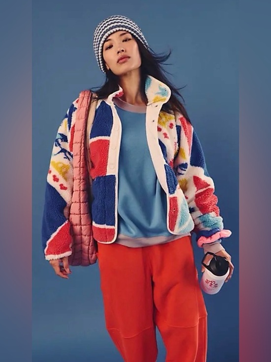 Free People Hit The Slopes Printed Fleece Jacket. NWT. Golden road floral - Picture 5 of 5